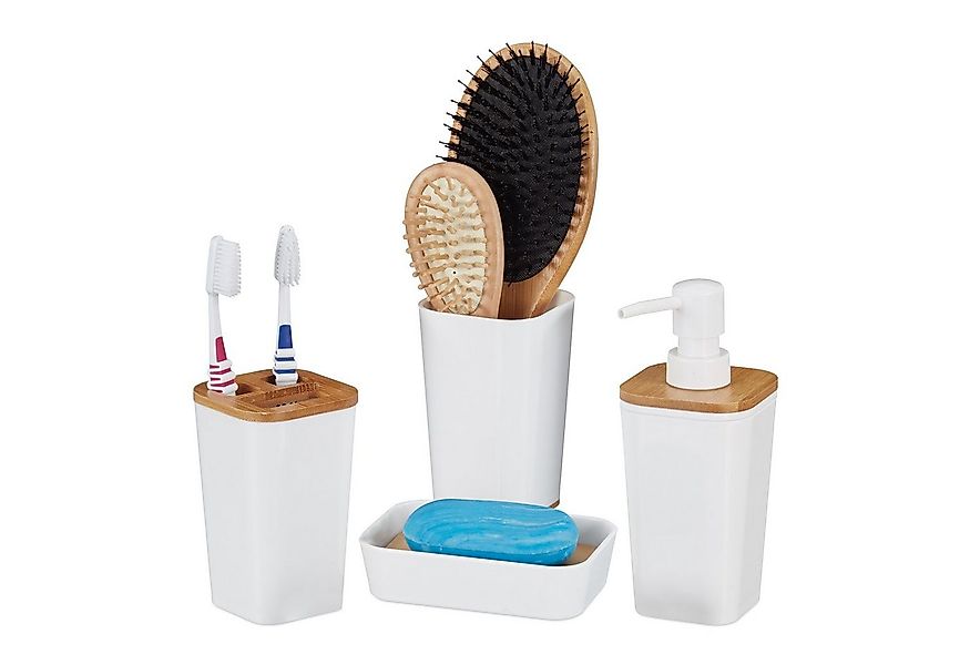 relaxdays Badorganizer 4-teiliges Badaccessoires Set günstig online kaufen