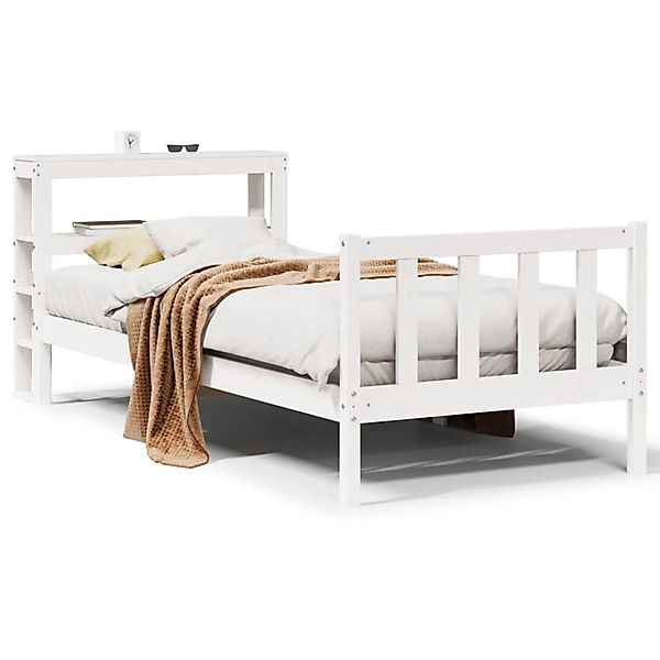 vidaXL Massivholzbett ohne Matratze Weiß 90x200 cm Kiefernholz 3305756 günstig online kaufen