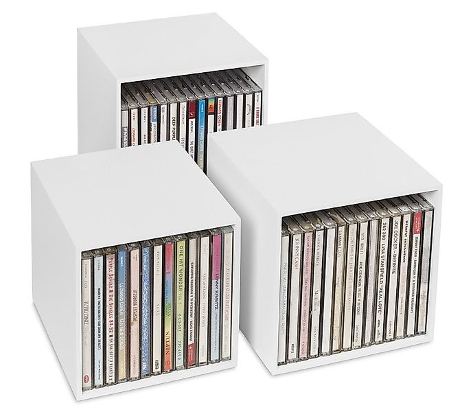 Cubix Aufbewahrungsbox cubix-CD-Boxen-Set weiss, 3 Aufbewahrungs-Boxen Holz günstig online kaufen