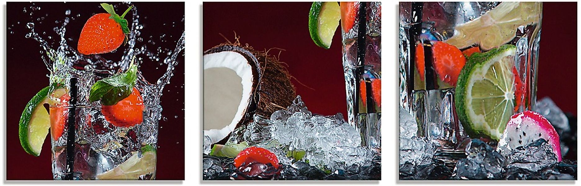 Artland Glasbild "Frischer Fruchtcocktail I", Getränke, (3 St.), in verschi günstig online kaufen