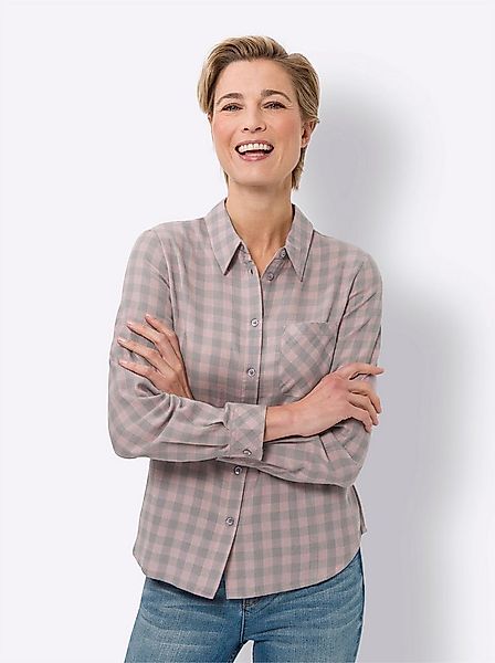Sieh an! Klassische Bluse Flanell-Bluse Langarm günstig online kaufen