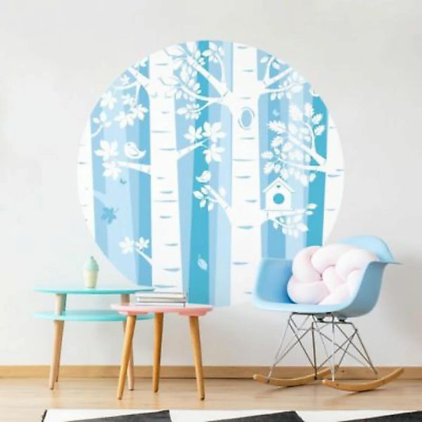 Bilderwelten Runde Tapete selbstklebend Kinderzimmer Bäume im Wald Blau pas günstig online kaufen