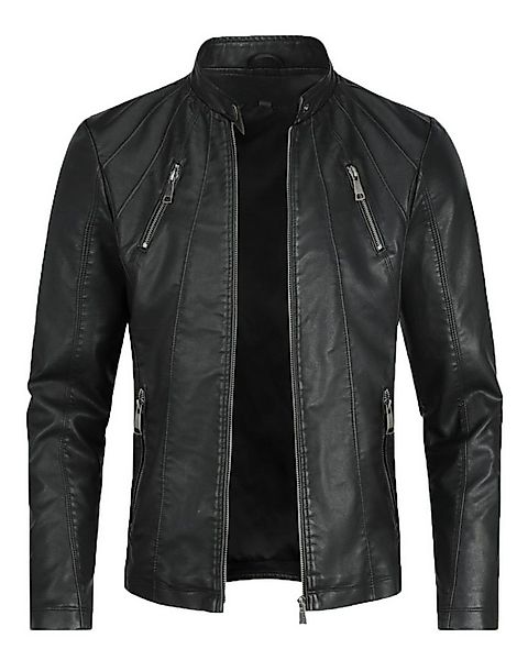 Allthemen Lederjacke Herren Bikerjacke aus Kunstleder günstig online kaufen