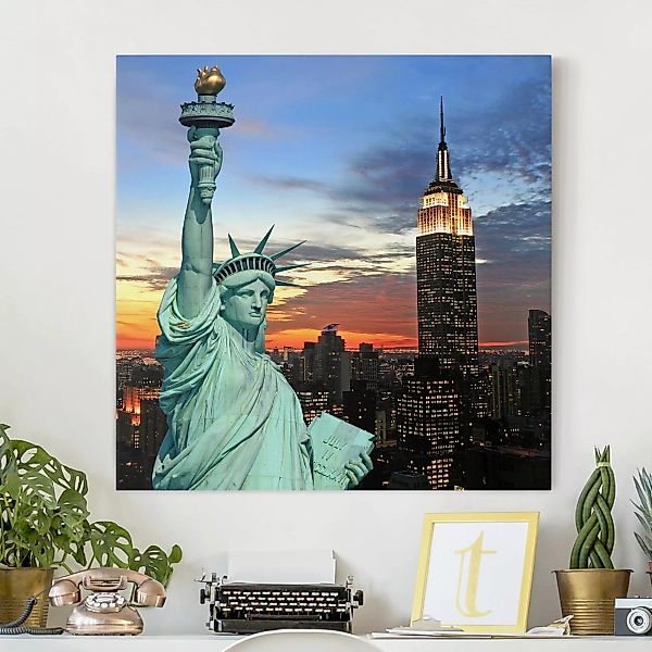 Leinwandbild - Quadrat New York at Night günstig online kaufen