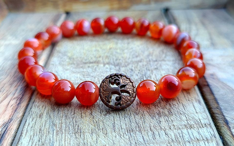 NAHLE Perlenarmband Lebensbaum Achat Naturstein Armband günstig online kaufen