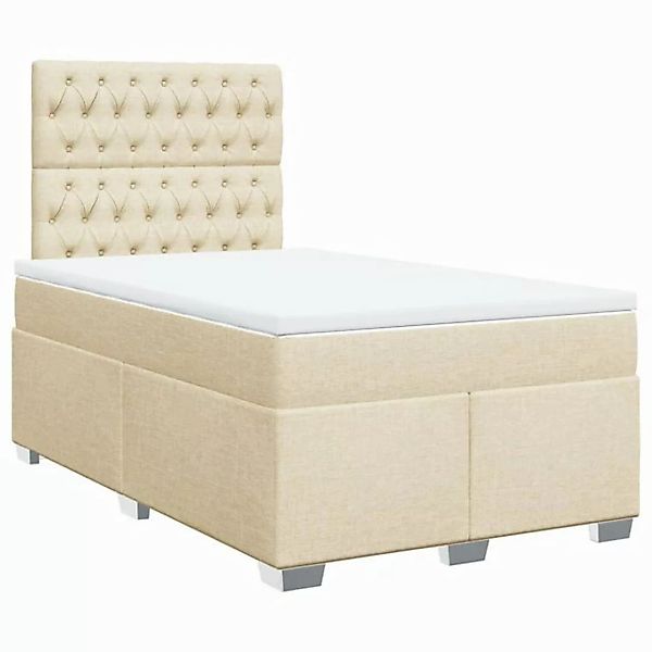 vidaXL Bett Boxspringbett mit Matratze Creme 120x200 cm Stoff günstig online kaufen