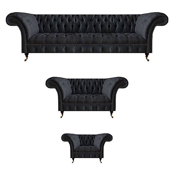 JVmoebel Sofa Exklusive Schwarze Chesterfield Sofagarnitur Moderne Couchen günstig online kaufen