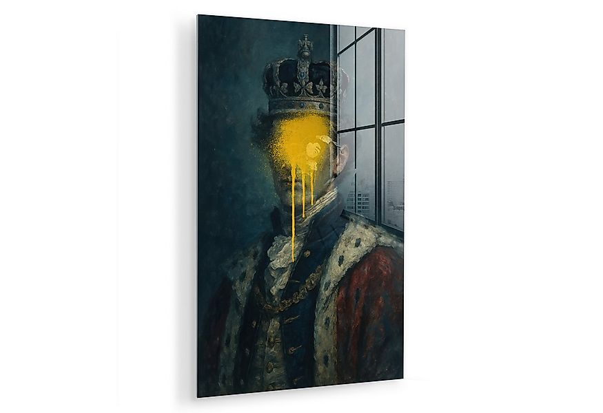 MuchoWow Acrylglasbild König - Porträt - Tropfende gelbe Farbe, Inkl. Aufhä günstig online kaufen