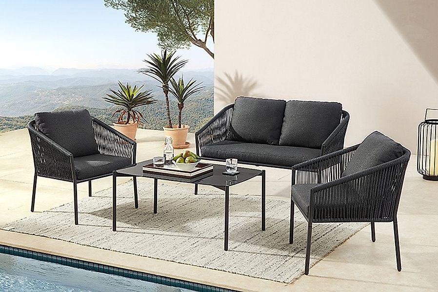 riess-ambiente Loungeset AIRE ROPE anthrazit - Stahl, Outdoor-Stoff, wetter günstig online kaufen