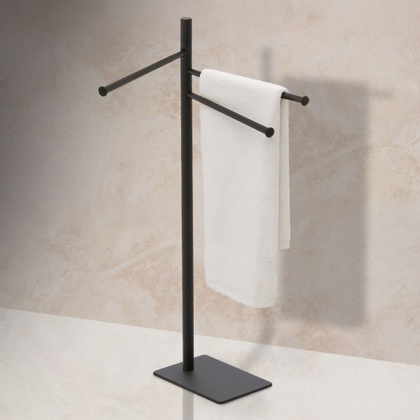 relaxdays Handtuchständer mit 3 Stange, schwarz günstig online kaufen