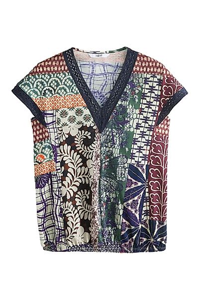 Next V-Shirt Kurzärmeliges Top, Spitzendetails und günstig online kaufen