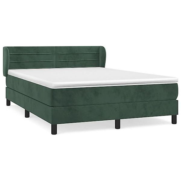 vidaXL Boxspringbett, Boxspringbett mit Matratze Dunkelgrün 140x200 cm Samt günstig online kaufen
