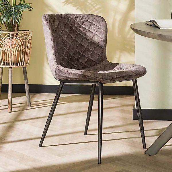 4 Stühle für Esstisch aus Samt und Metall Taupe und Schwarz (4er Set) günstig online kaufen