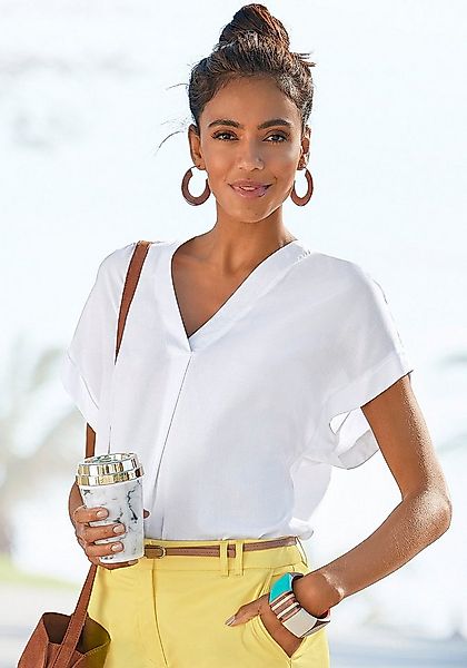 Vivance Kurzarmbluse in lockerem Schnitt, Damenbluse, casual, Business-Look günstig online kaufen