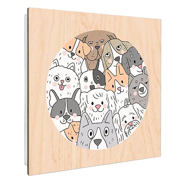 Banjado Schlüsselkasten mit Holzfront 30x30cm Weiß Scharnier Links 50 Haken günstig online kaufen