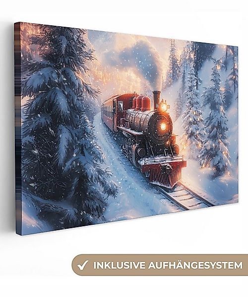OneMillionCanvasses® Leinwandbild Weihnachtszug - Schnee - Winter - Weihnac günstig online kaufen