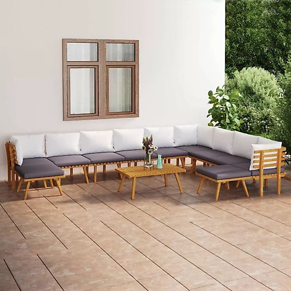 Vidaxl 12-tlg. Garten-lounge-set Mit Kissen Massivholz Akazie günstig online kaufen