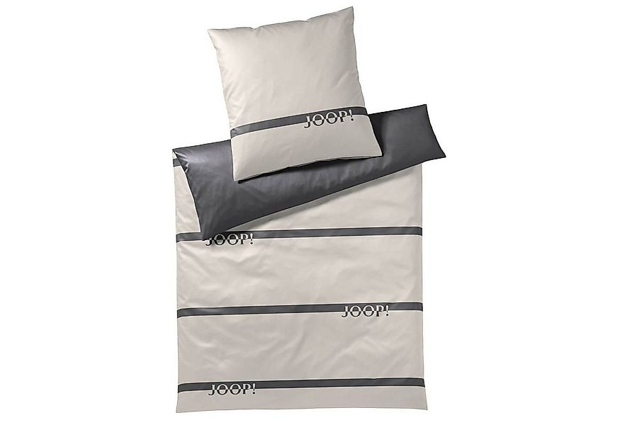 JOOP! Bettwäsche Logo Stripes 4101 9 Stone, Mako-Satin, 2 teilig, Logo, Sch günstig online kaufen