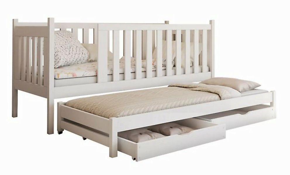 Kids Collective Kinderbett EInzelbett 90x200 mit Rausziehbett mit Lattenros günstig online kaufen