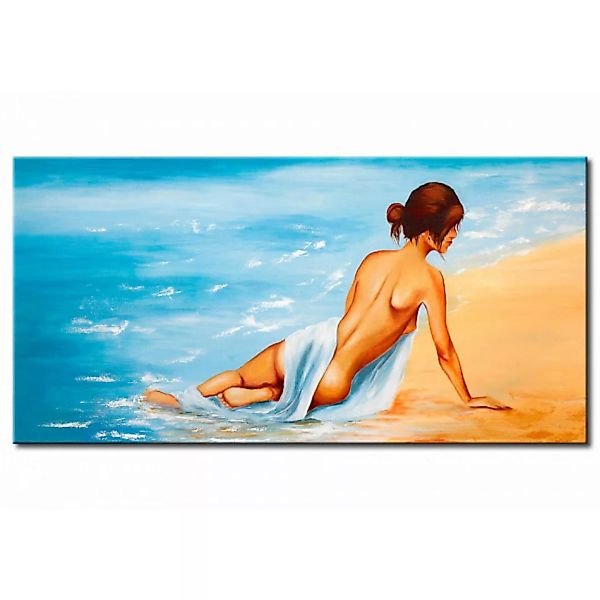 Leinwandbild Akt am Meeresufer - Figur einer nackten Frau am Strand XXL günstig online kaufen
