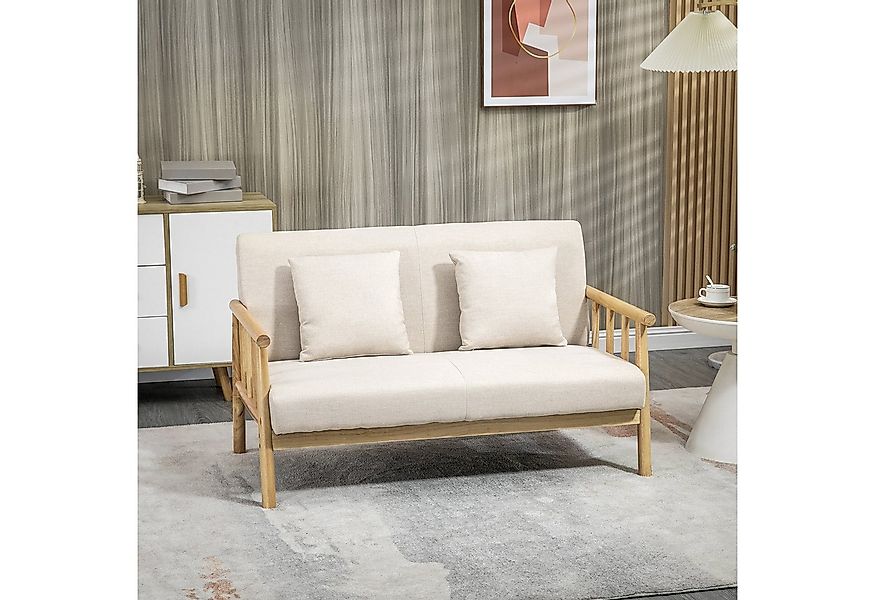 HOMCOM 2-Sitzer Couch mit 2 Lendenkissen, Gepolsterter Polstersofa, Sofa 1 günstig online kaufen