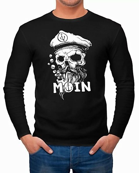 Neverless Longsleeve Herren Longsleeve Moin Kapitän Totenkopf Anker Bart Ha günstig online kaufen