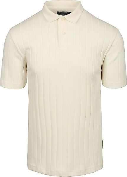 Marc O'Polo Knitted Poloshirt Rib Structure Off White - Größe M günstig online kaufen