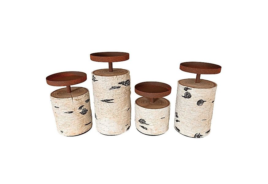 Online-Fuchs Kerzenhalter 4er Set Kerzenständer in Birkenoptik aus Polyresi günstig online kaufen