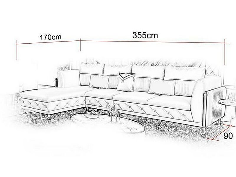 Xlmoebel Ecksofa Hochwertiges Wohnzimmer Ecksofa in Leder mit Polsterung, H günstig online kaufen