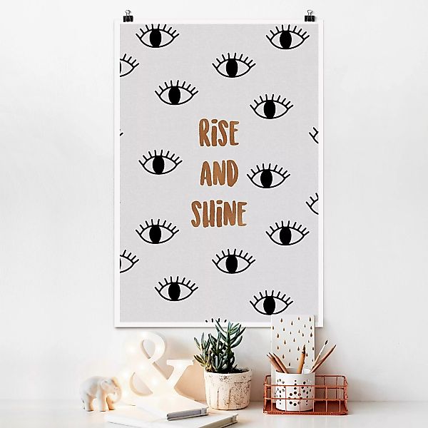 Poster Schlafzimmer Zitat Rise & Shine günstig online kaufen