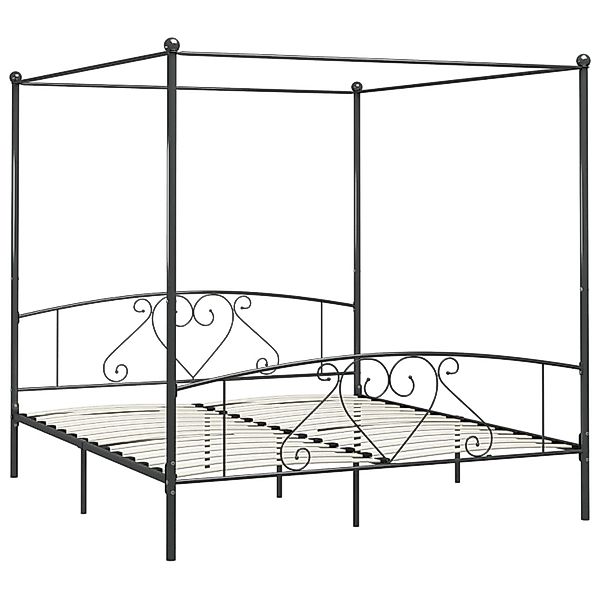 Himmelbett-gestell Grau Metall 200 X 200 Cm günstig online kaufen