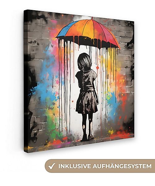 OneMillionCanvasses® Leinwandbild Mädchen - Kunst - Regenschirm - Graffiti günstig online kaufen