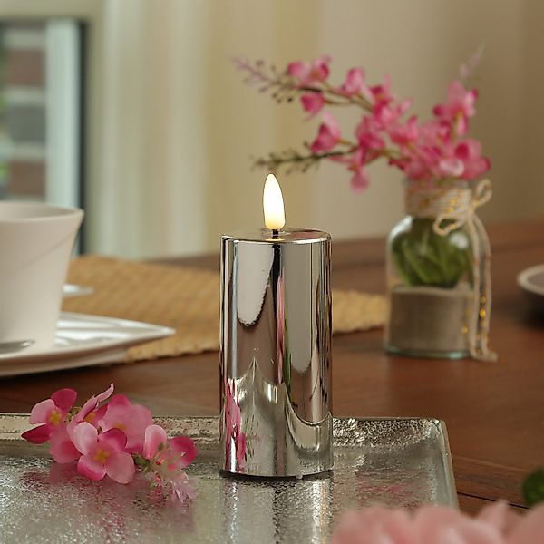 MARELIDA LED-Kerze silber glänzend festliche Kunststoff günstig online kaufen