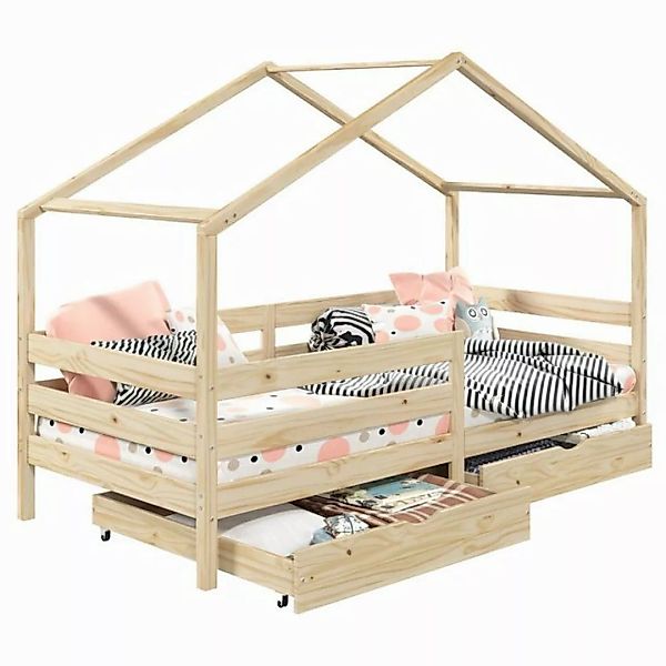 IDIMEX Kinderbett ENA, Hausbett Montessori 90 x 200 Bett Rausfallschutz Kie günstig online kaufen