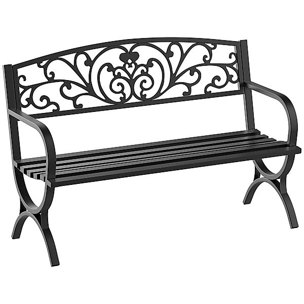 Outsunny Gartenbank Metall Sitzbank 2-Sitzer Schwarz 127x60x85 cm für Garte günstig online kaufen