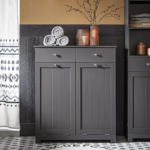 SoBuy Wäscheschrank DE1-BZR33, Badschrank mit Wäschekorb, günstig online kaufen