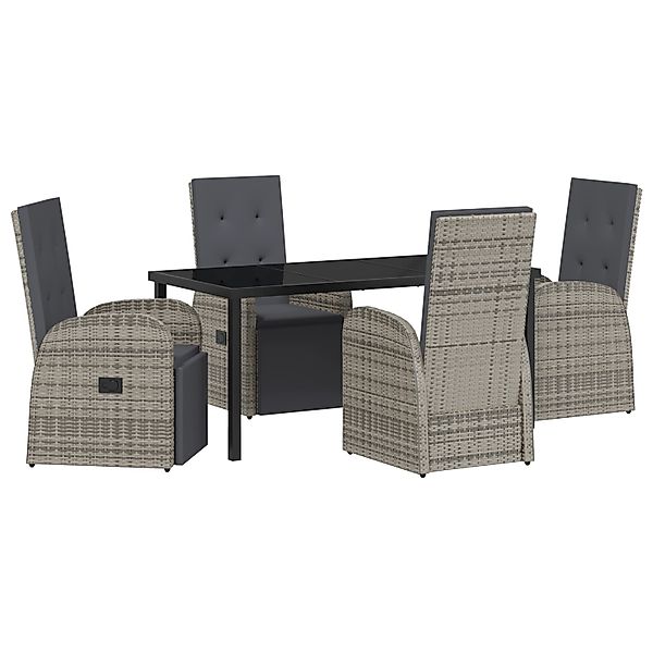 vidaXL Garten Essgruppe mit Kissen 5-Tlg Grau Poly Rattan 3379502 günstig online kaufen