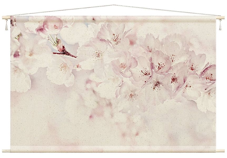 Bilderdepot24 Wandteppich modern Blumen Kirschblüte Landhaus rosa, rechteck günstig online kaufen