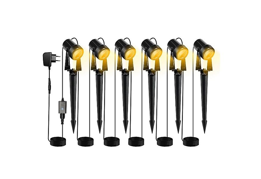 Clanmacy Gartenstrahler LED Gartenstrahler mit Erdspieß 6er Set Außenstrahl günstig online kaufen