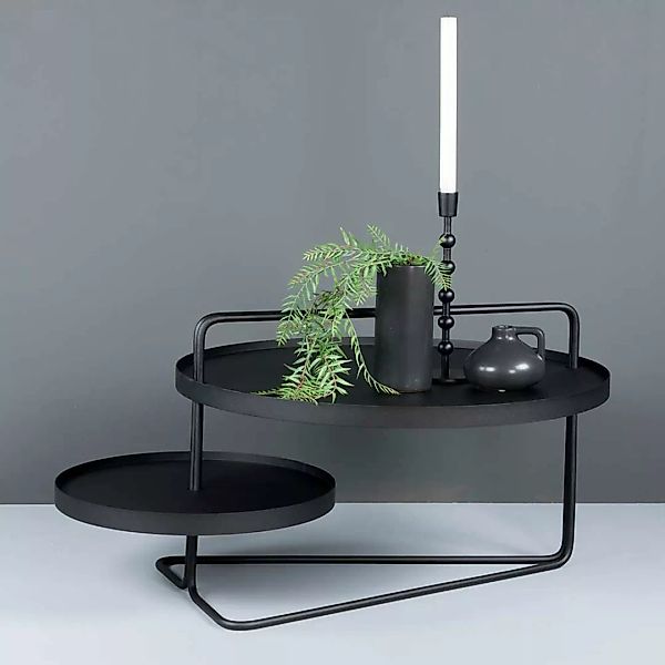 Stahl Wohnzimmertisch in Schwarz runden Tischplatten günstig online kaufen