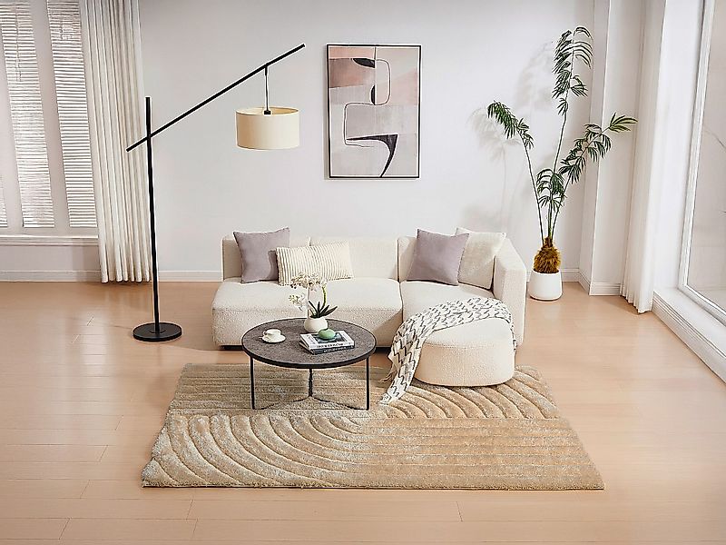 Hochflorteppich mit Reliefstruktur - 160 x 230 cm - Dunkelbeige - MERISA günstig online kaufen