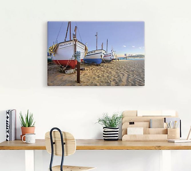 Artland Leinwandbild "Fischerboote am Strand", Strand, (1 St.) günstig online kaufen