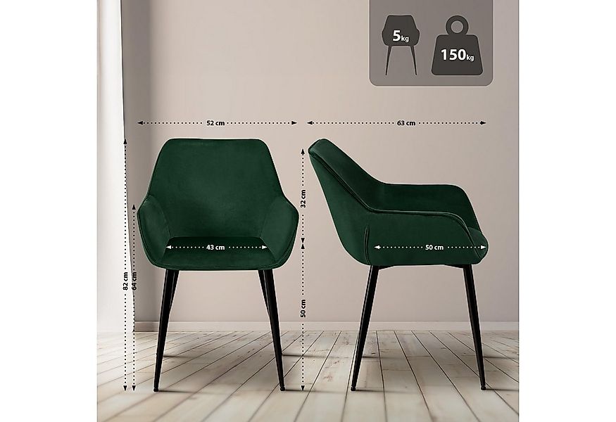 CLP Esszimmerstuhl Luena (2er Set, 2 St), Stoff- oder Samt, bis 150 kg günstig online kaufen