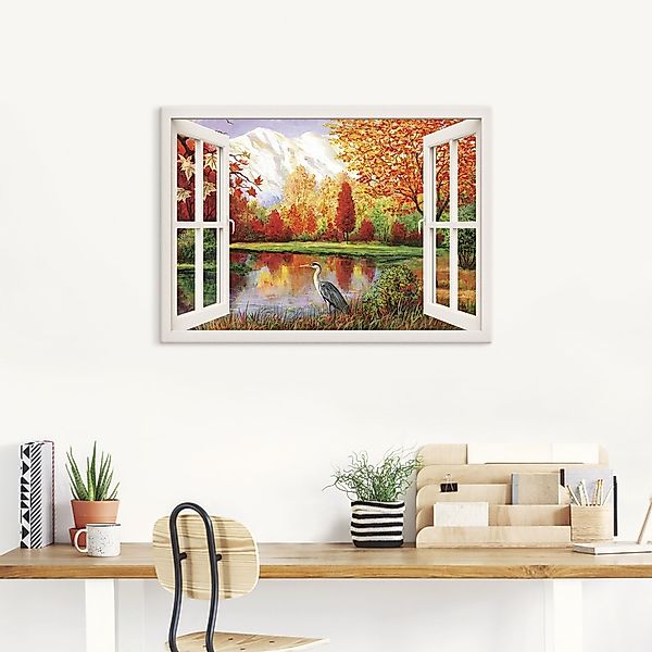 Artland Wandbild "Herbst am See" Fensterblick 1 Stk. tlg. als Leinwandbild, günstig online kaufen