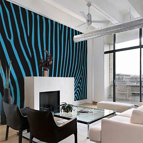 artgeist Fototapete Zebra pattern (türkis) türkis-kombi Gr. 400 x 309 günstig online kaufen