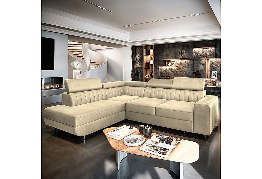 Masseno Ecksofa NOLA mit Schlaffunktion L-Form, Sofa mit Bettkasten günstig online kaufen