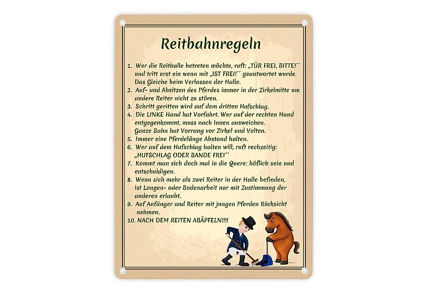 speecheese Metallschild Reitbahnregeln Metallschild in 15x20 cm günstig online kaufen