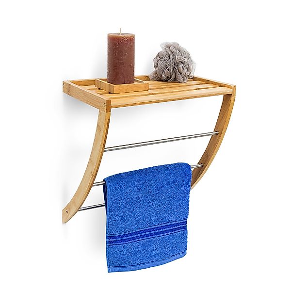 relaxdays Handtuchregal Wandhandtuchhalter Bambus & Chrom günstig online kaufen