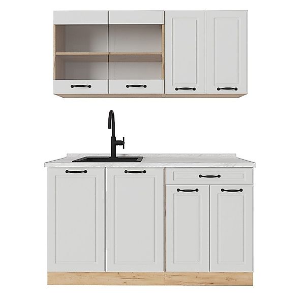 Vicco Küchenzeile R-Line, Weiß Landhaus/Goldkraft Eiche, günstig online kaufen