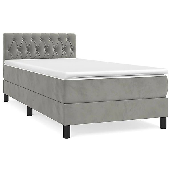 vidaXL Boxspringbett Boxspringbett mit Matratze Hellgrau 90x200 cm Samt Bet günstig online kaufen